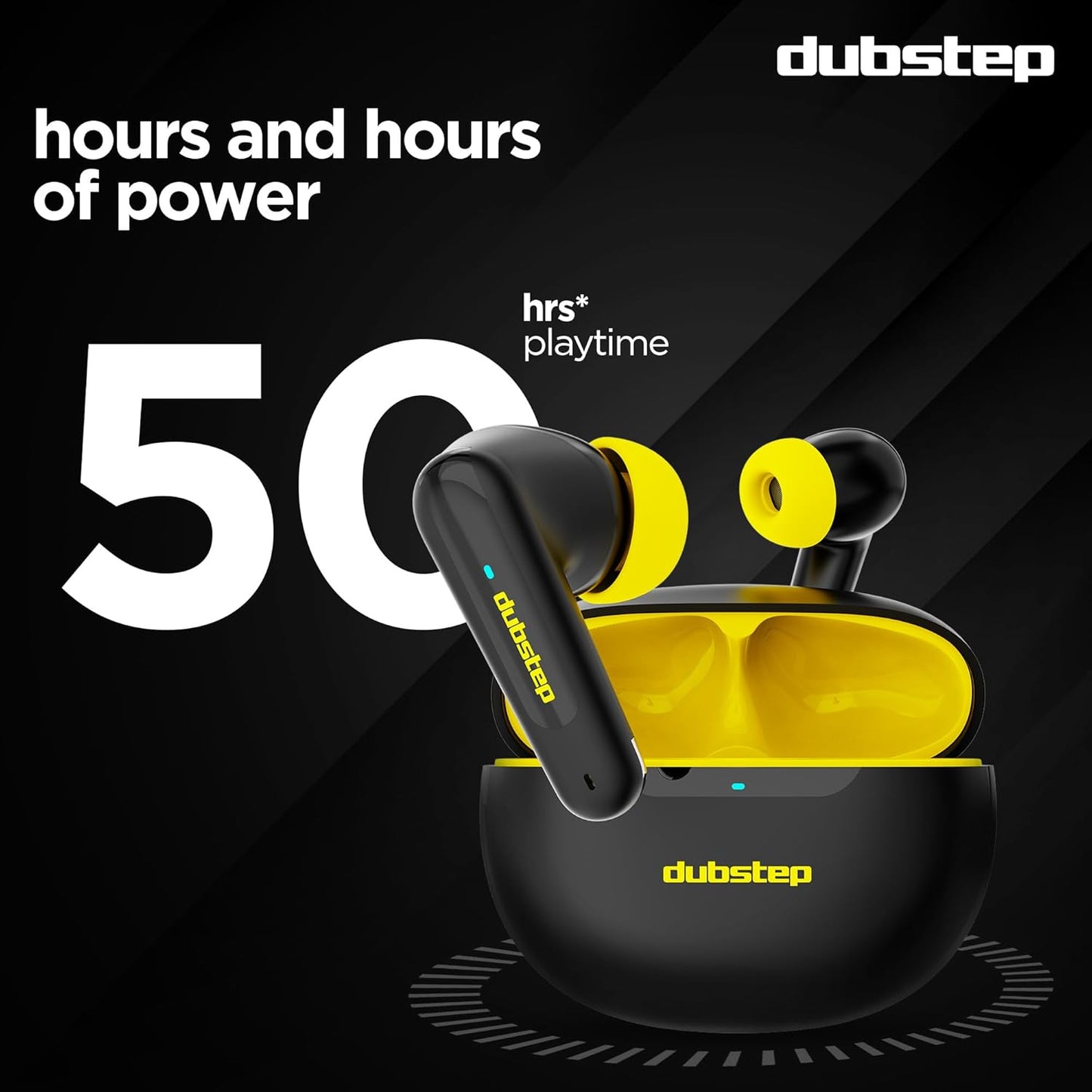 Dubstep Buzz X5 In-Ear Truly Wireless Earbuds With Mic, 50 Hours Playtime, ENC, IPX5, Bluetooth v5.3 (Black & Yellow) 1.0 unit