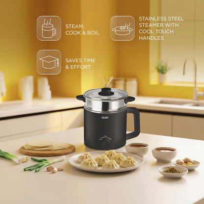 Glen SA 9016 Multi Cook Kettle,1.5L, 600W (Black) 1.0 unit