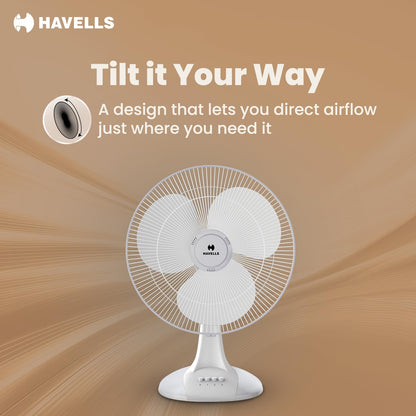 Havells Sameera 400mm High-Speed Table Fan for Powerful Airflow - White 1.0 Piece