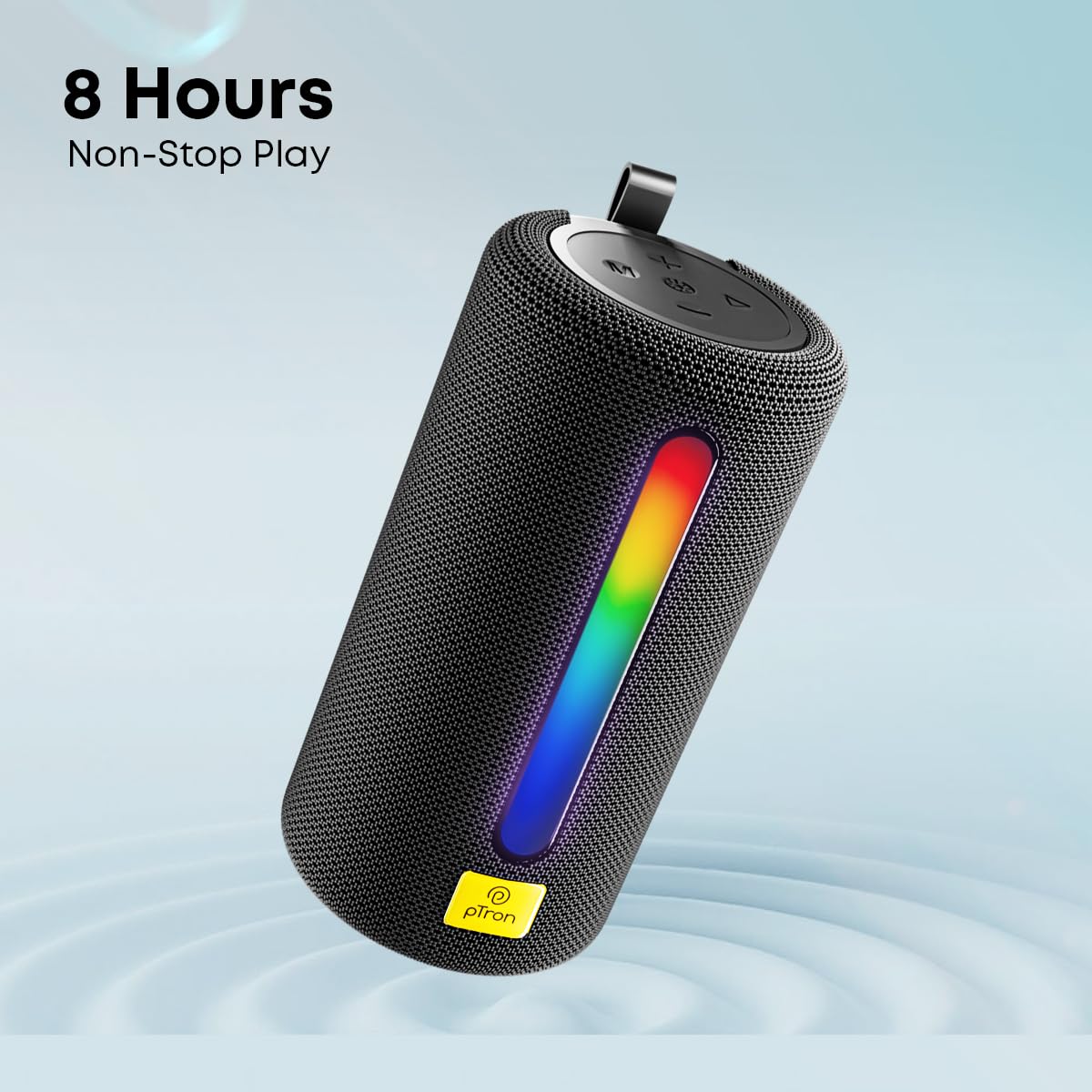 Ptron Fusion Buzz 14W Bluetooth Speaker w/ 8hrs Playback, Rhythmic RGB Lights (Black) 1.0 unit