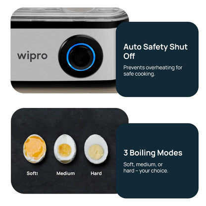 Wipro Elato BE201 Multicook egg boiler, 4-in-1(boils 16 eggs), 500W, Steam Rice, Cook Vegetable 1.0 unit