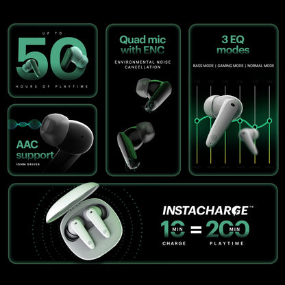 Noise Buds VS404 In-Ear Truly Wireless Earbuds With Mic, 50 Hours Playtime, IPX5, Bluetooth v5.3 (Jet Black) 1.0 unit