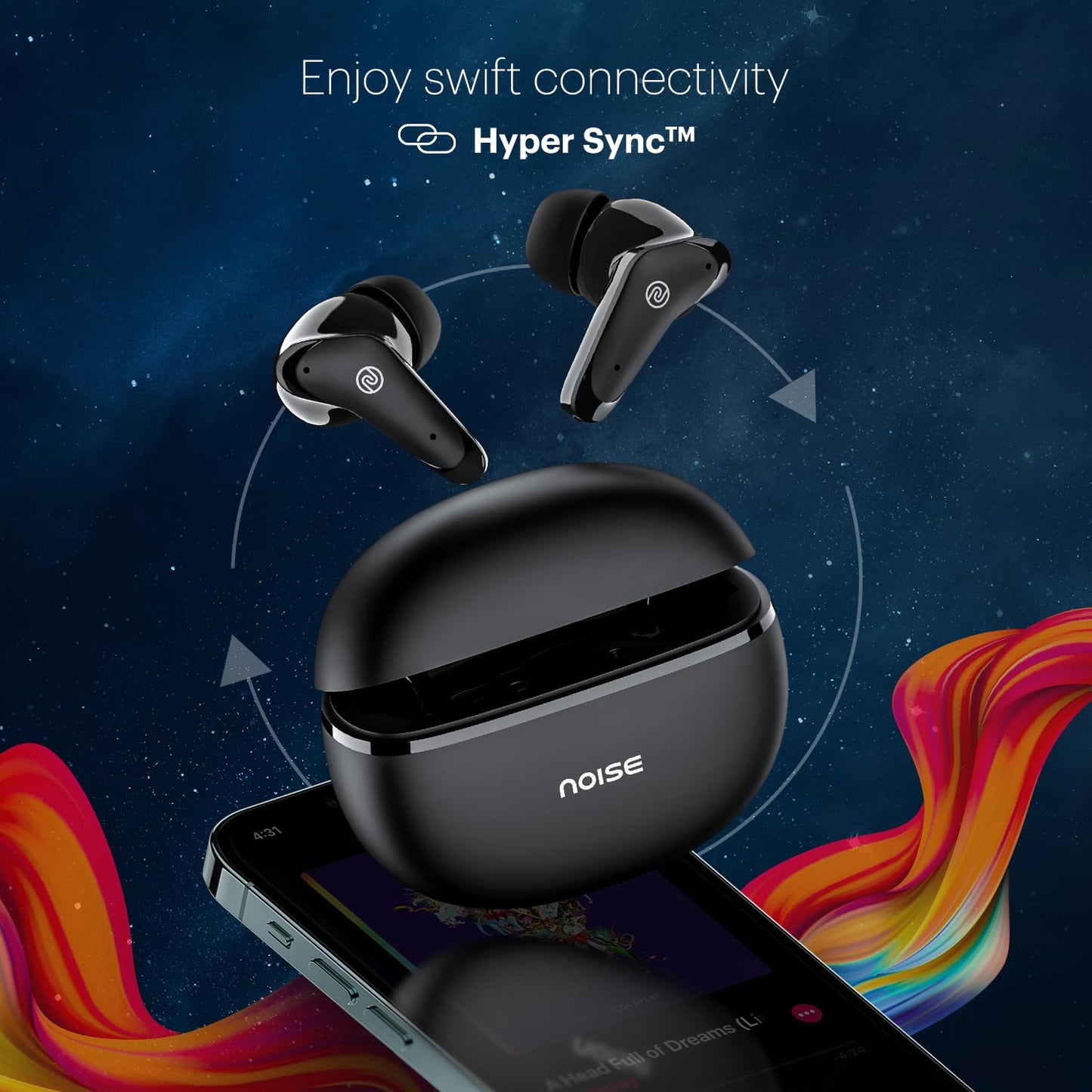 Noise Buds VS102 Plus In-Ear Truly Wireless Earbuds With Mic, 70 Hrs Playtime, ENC, IPX5, Bluetooth v5.3 (Matte Black) 1.0 Piece