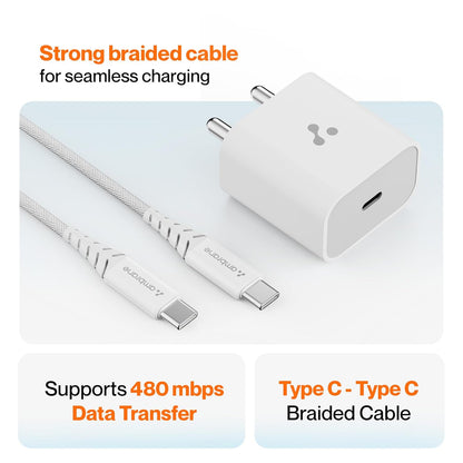 Ambrane 20W Type C Mobile Charger Adapter, Fast Charging for Android, iPhone (Raap M20, White) 1.0 unit