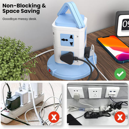 Portronics Power Plate 9 With 3 USB Ports +8 Power Sockets - Blue 1.0 unit