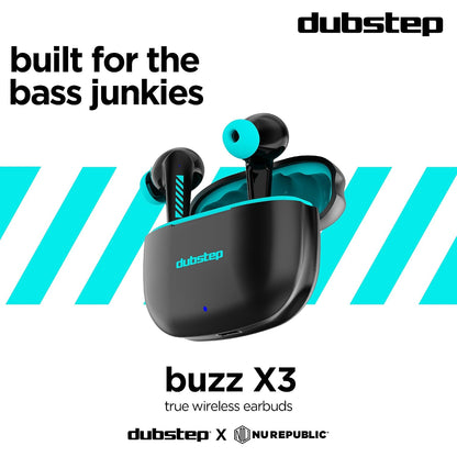 Dubstep Buzz X3 In-Ear Truly Wireless Earbuds With Mic, 42 Hours Playtime (Black & Blue) 1.0 unit
