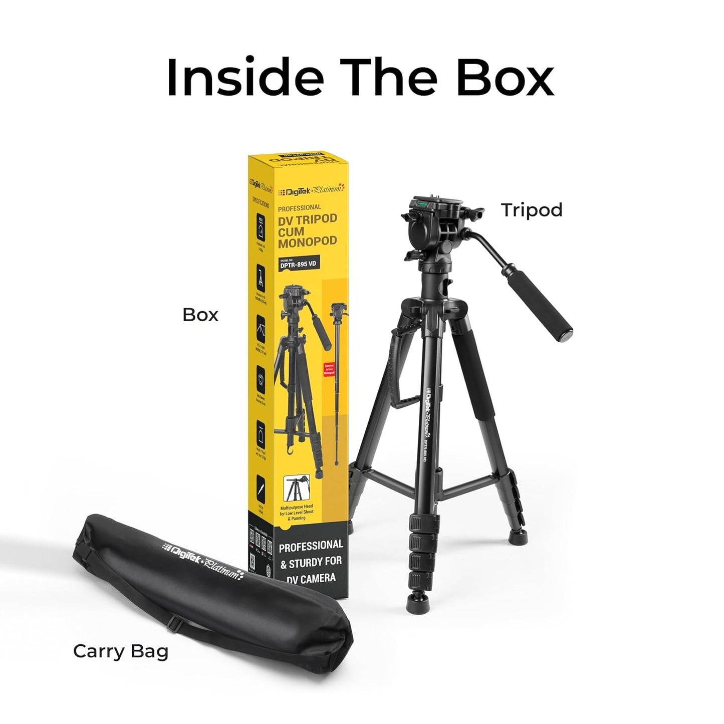 DIGITEK (DPTR 895VD) 195 CM Aluminum Alloy Tripod/Monopod & Multipurpose 3-Way Head 1.0 Piece
