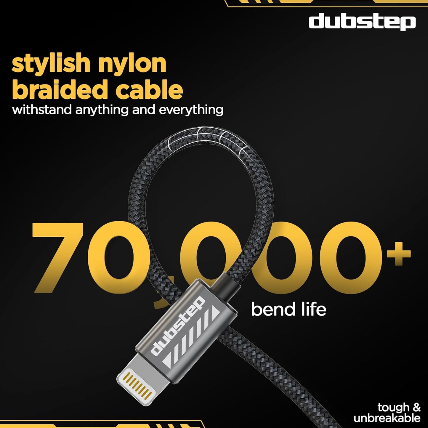 Dubstep Blaze Flash Fast Charging 1.25 m Type C To Lightning Charging Cable, 33 Watts 480 Mbps (Grey) 1.0 unit