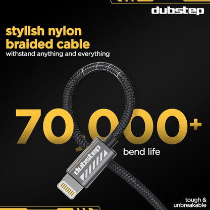 Dubstep Blaze Flash Fast Charging 1.25 m Type C To Lightning Charging Cable, 33 Watts 480 Mbps (Grey) 1.0 unit