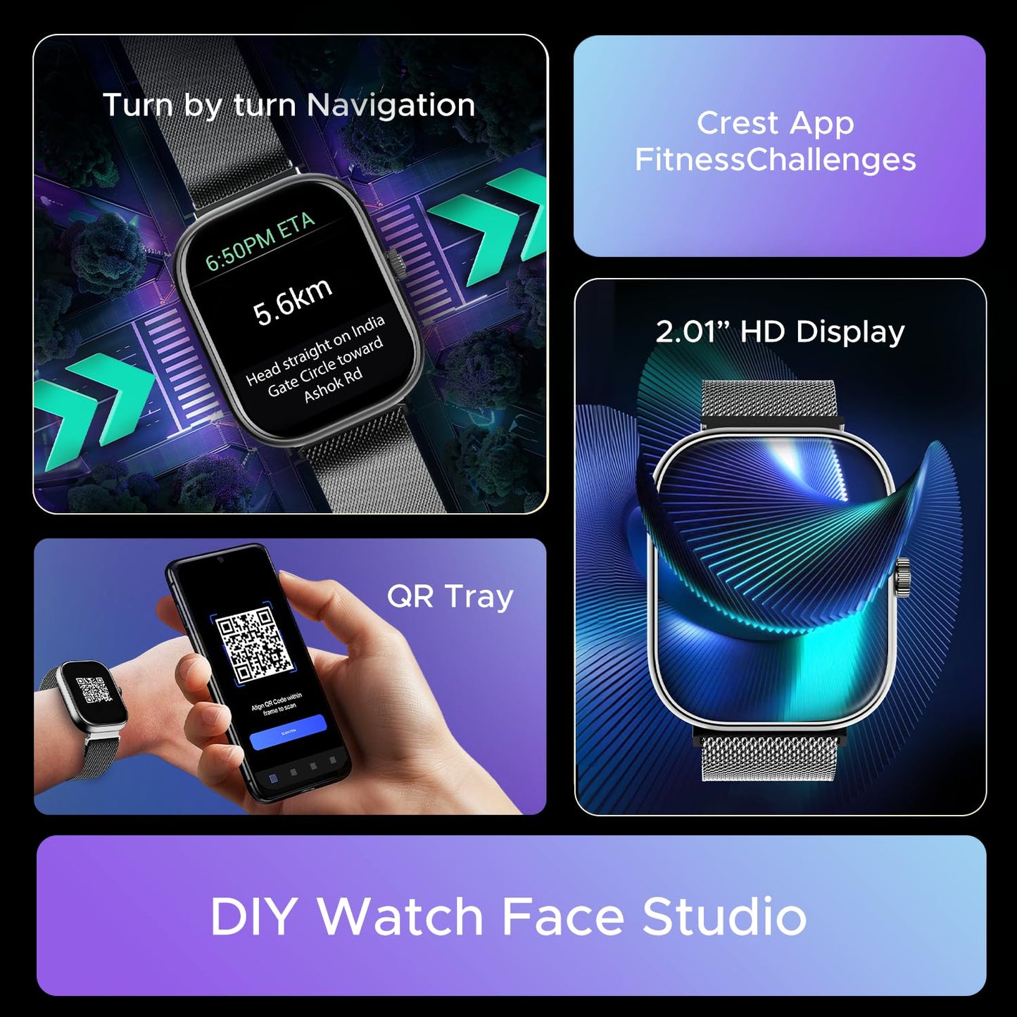 boAt Wave Sigma 3 Smart Watch, 2.01 Inches HD Display, Bluetooth Calling (Metal Black) 1.0 unit
