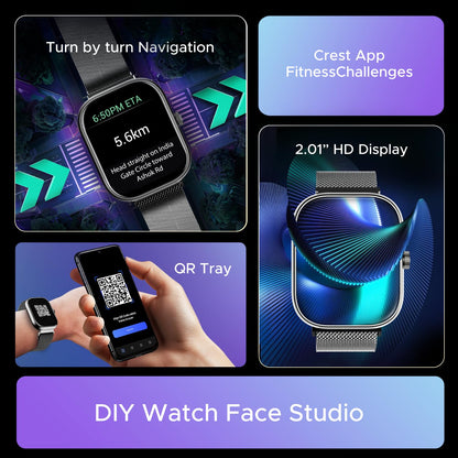boAt Wave Sigma 3 Smart Watch, 2.01 Inches HD Display, Bluetooth Calling (Metal Black) 1.0 unit