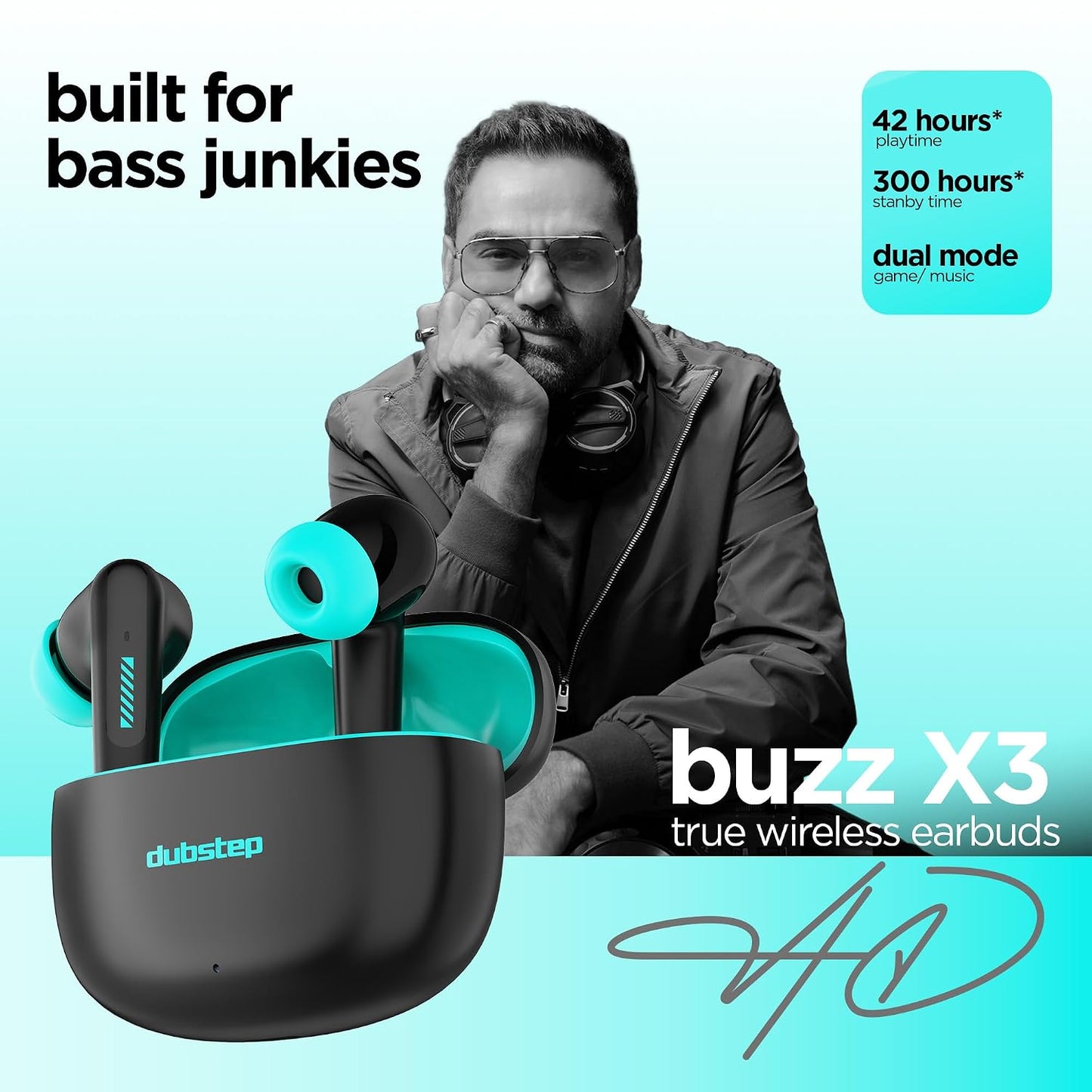 Dubstep Buzz X3 In-Ear Truly Wireless Earbuds With Mic, 42 Hours Playtime (Black & Blue) 1.0 unit