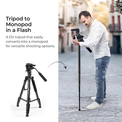 DIGITEK (DPTR 895VD) 195 CM Aluminum Alloy Tripod/Monopod & Multipurpose 3-Way Head 1.0 Piece
