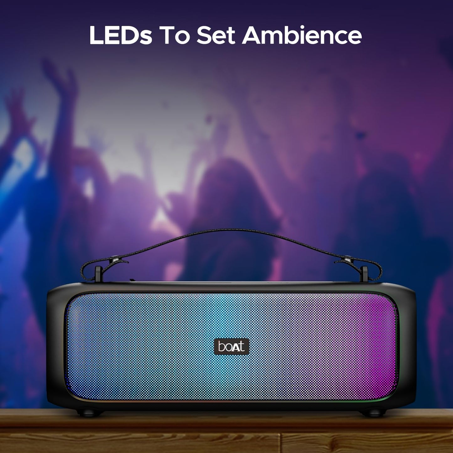 boAt Stone 580 Bluetooth Speaker with 12W RMS Stereo Sound, LED Lights, Up to 8 HRS Playtime (Midnight Black) 1.0 pack