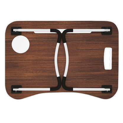 Story@Home Laptop Table with Dock Stand Wood Smart Standard Multi-Purpose Solid/Study Table/Bed Table/Foldable and Portable/Ergonomic & Rounded Edges/Non-Slip Legs/Engineered (Walnut)
