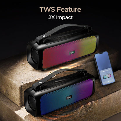 boAt Stone 580 Bluetooth Speaker with 12W RMS Stereo Sound, LED Lights, Up to 8 HRS Playtime (Midnight Black) 1.0 pack
