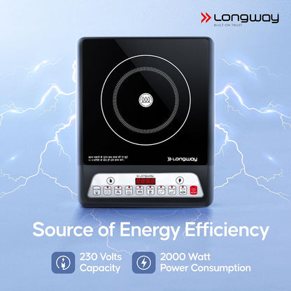 Longway Elite Plus IC 2000 Watt Induction Cooktop (Black, Push Button) 1.0 Piece