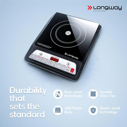 Longway Elite Plus IC 2000 Watt Induction Cooktop (Black, Push Button) 1.0 Piece