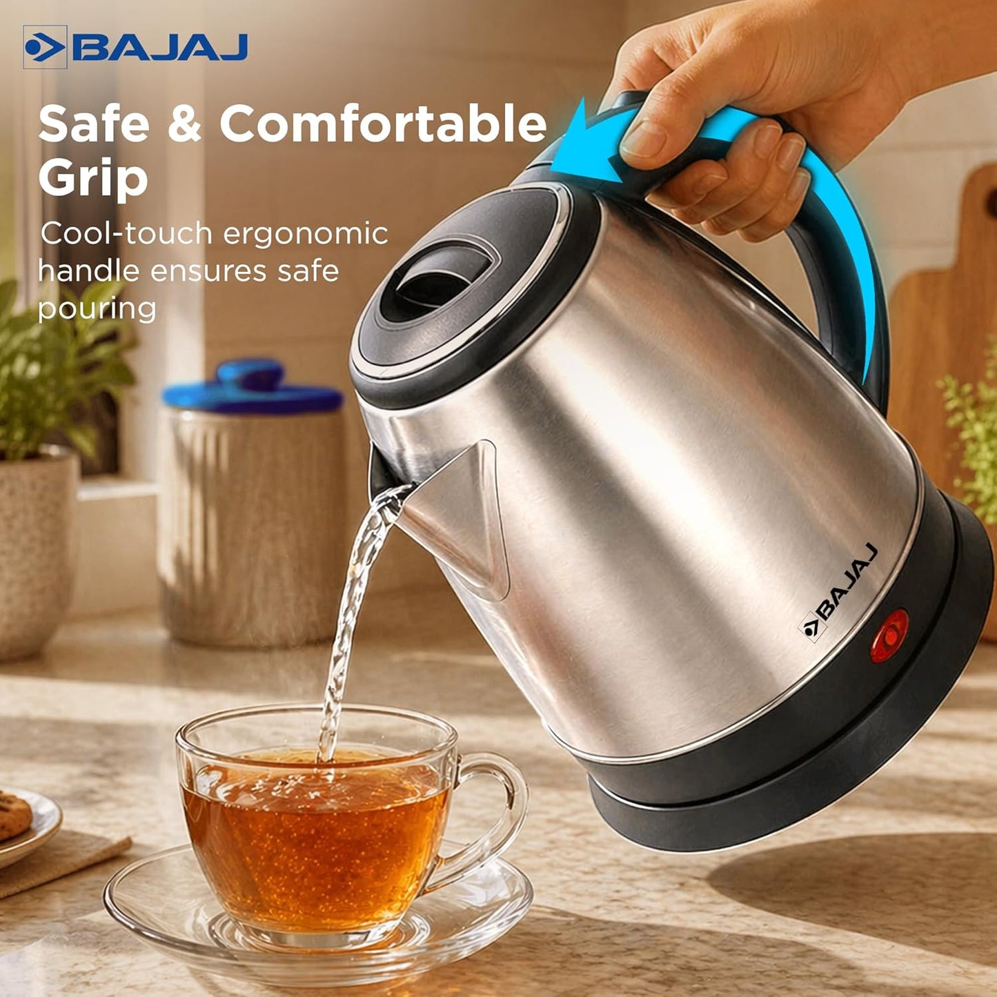 Bajaj Ktx Electric Kettle, 1.8L Dlx, Stainless Steel,Auto Shut-Off, 1350W (Silver) 1.0 unit