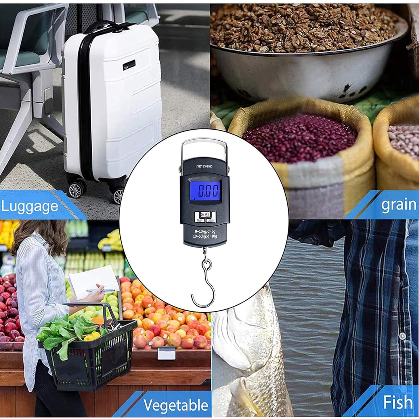Ant Aels010 Heavy Duty Portable Digital Luggage Weighing Scale With Metal Hook For Home Travel Factory Wholesale And Retail Shop With Digital Led Screen 1.0 Piece