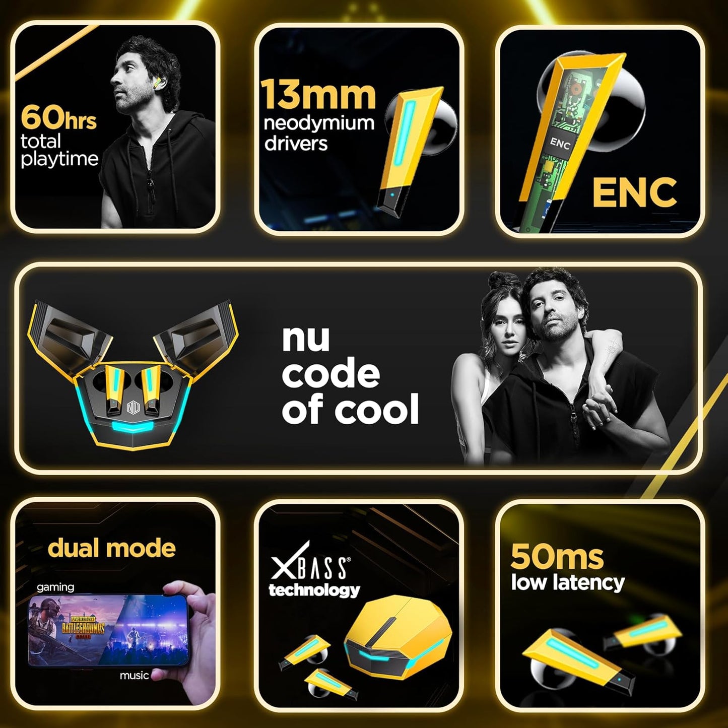 Nu Republic Transform-X In-Ear Truly Wireless Earbuds With Mic, 60 Hours Playtime, ENC, Bluetooth v5.3 (Multicolor) 1.0 unit
