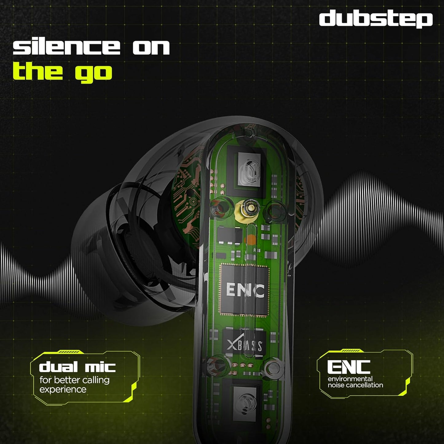 Dubstep Buzz X8 with 56 Hrs Playtime ENC TWS Earbuds (Neon Green) 1.0 box