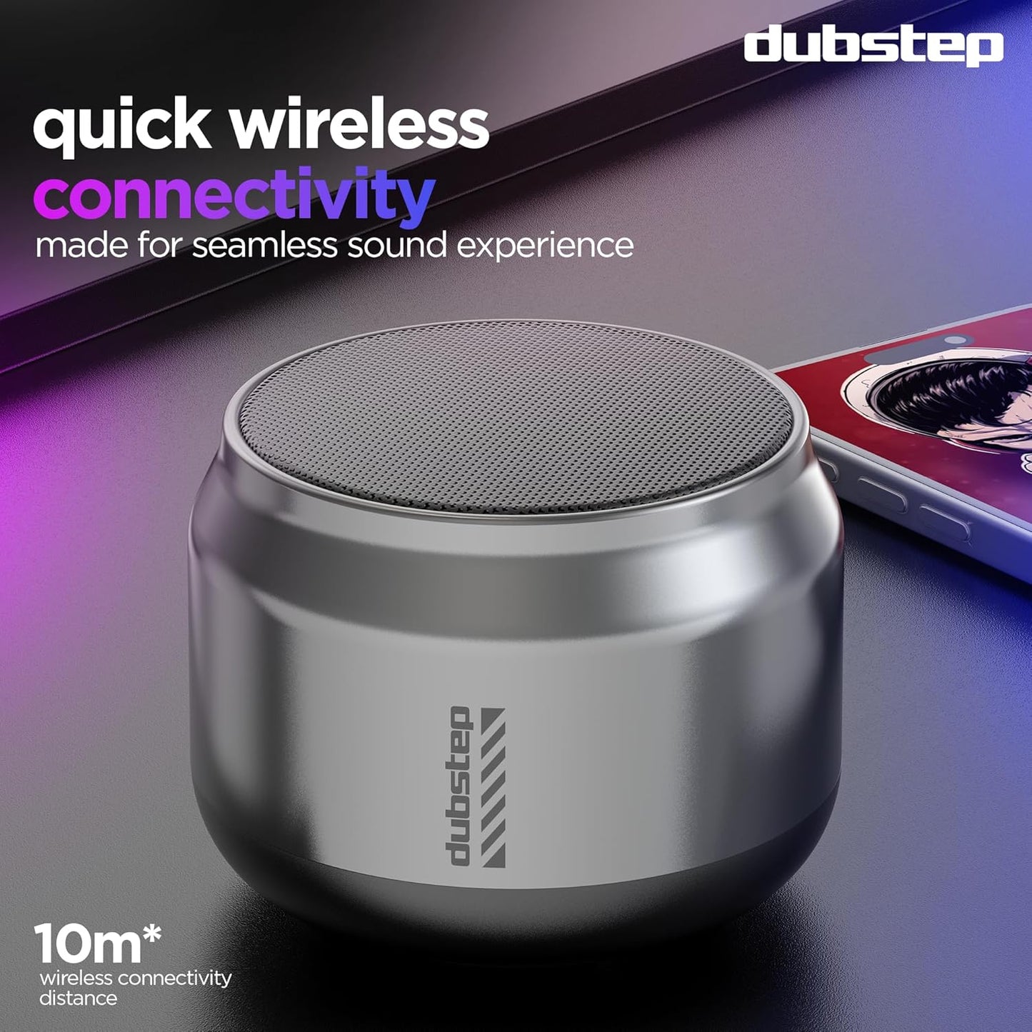 Dubstep Pop 600 (6W, 15 Hrs Playtime), Wireless Bluetooth Speaker with Mic v5.3, TWS Function (Grey) 1.0 unit
