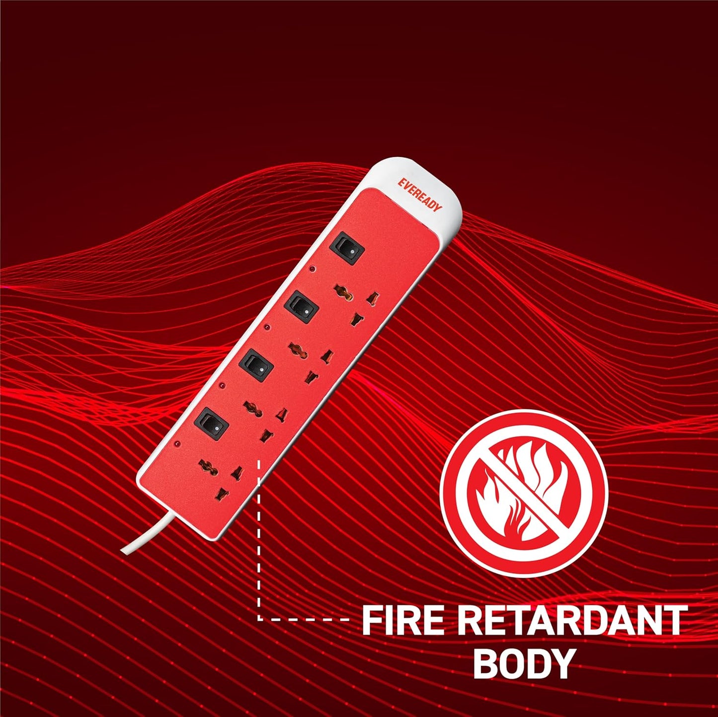 Eveready Everprotect Ultra X2 Spikeguard and 4 Socket Extension Boards for Reliable Performance, 2m (White and Red) 1.0 unit