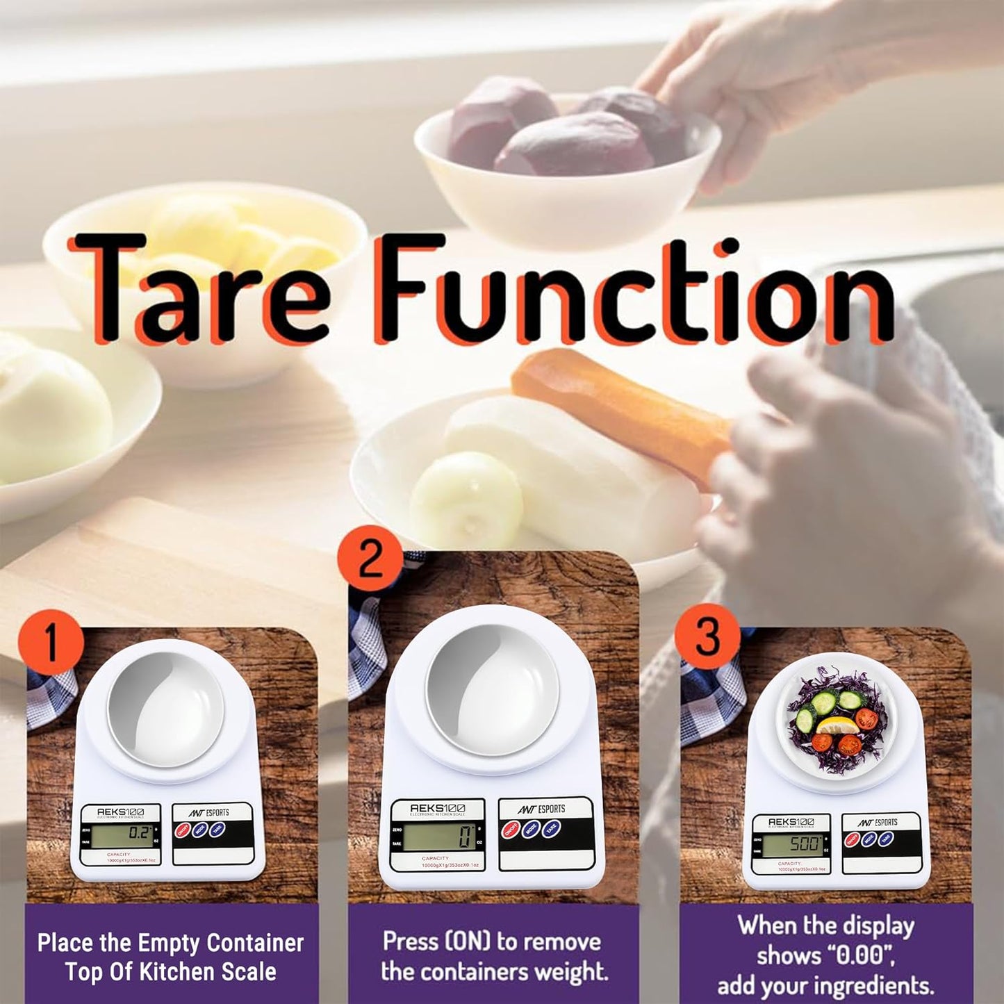 Ant Aeks100 Kitchen Weighing Machine/Food Scale For Health, Fitness, Shop, Home Baking & Cooking With Large Lcd Display, Tare Function, Overload Indicator 1.0 Piece