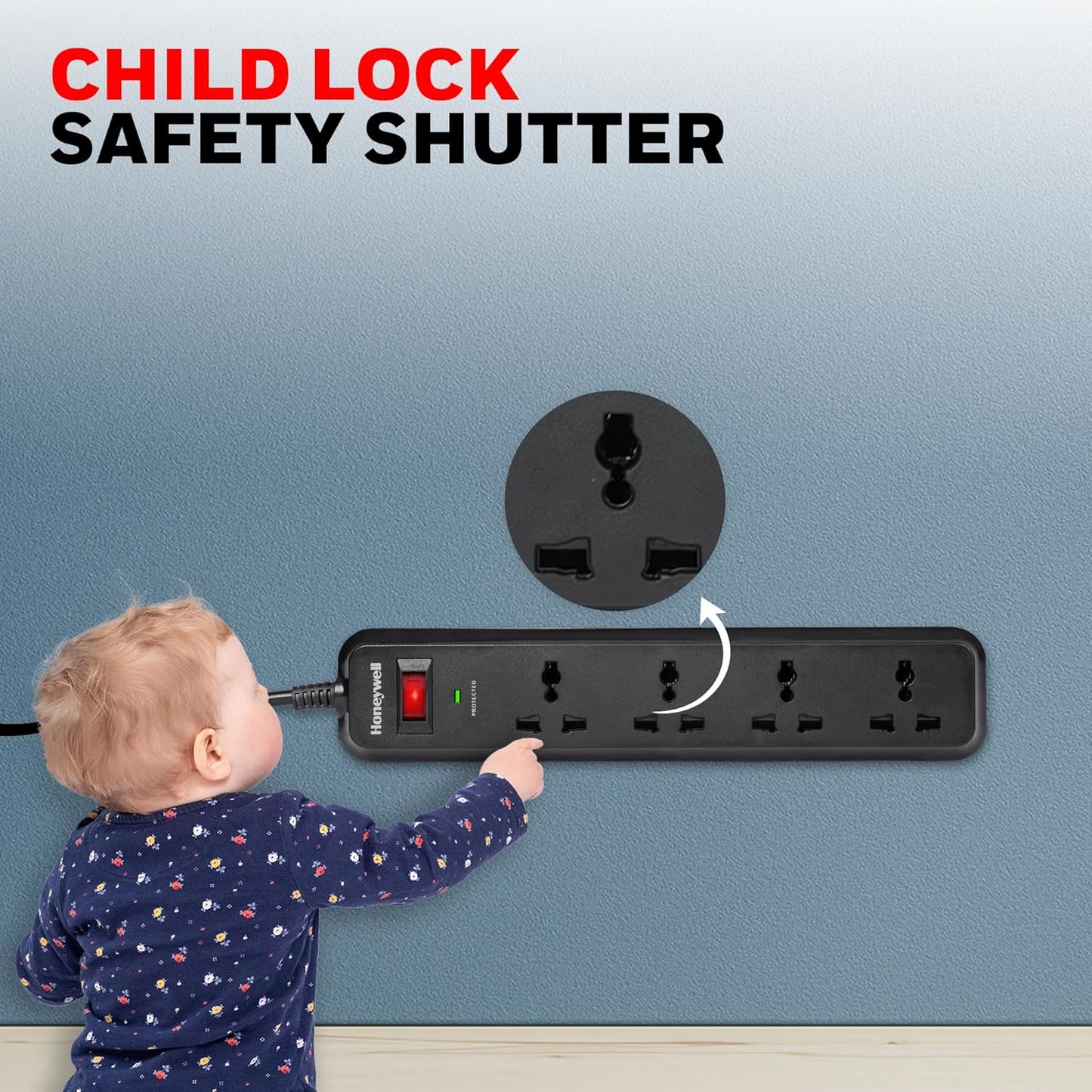Honeywell Surge Protector (4 Sockets, Black) 1.0 Piece