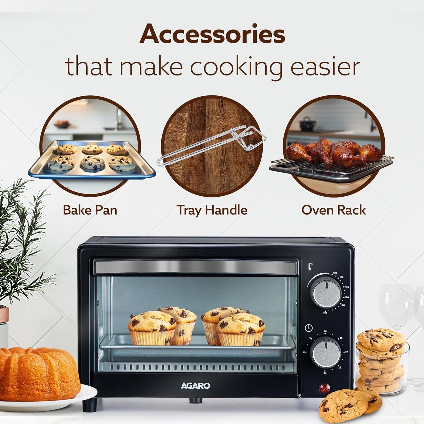Agaro Marvel Series 9L Thermostat Toaster Griller, 800W (Black) 1.0 unit