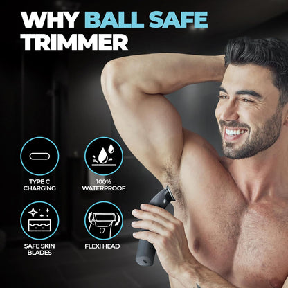 BEARDO Ball Safe Trimmer For Men|Fast Charging Trimmer For Intimate Parts, Beard, Body|Body Grooming Kit - No Nicks Or Cuts, Powerful Motor, Type C, Fast Charging, 110-Min Runtime,Black