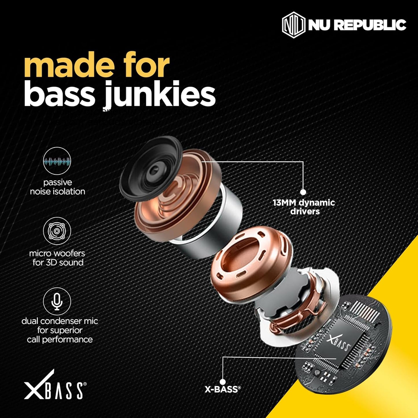 Nu Republic Transform-X In-Ear Truly Wireless Earbuds With Mic, 60 Hours Playtime, ENC, Bluetooth v5.3 (Multicolor) 1.0 unit
