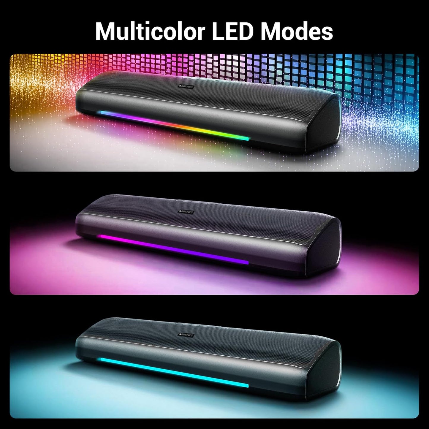 Zebronics Vita Bar 200 Mini Soundbar, 24W, 10 Hours Playtime, Bluetooth v5.3, Multicolor LED (Black) 1.0 unit