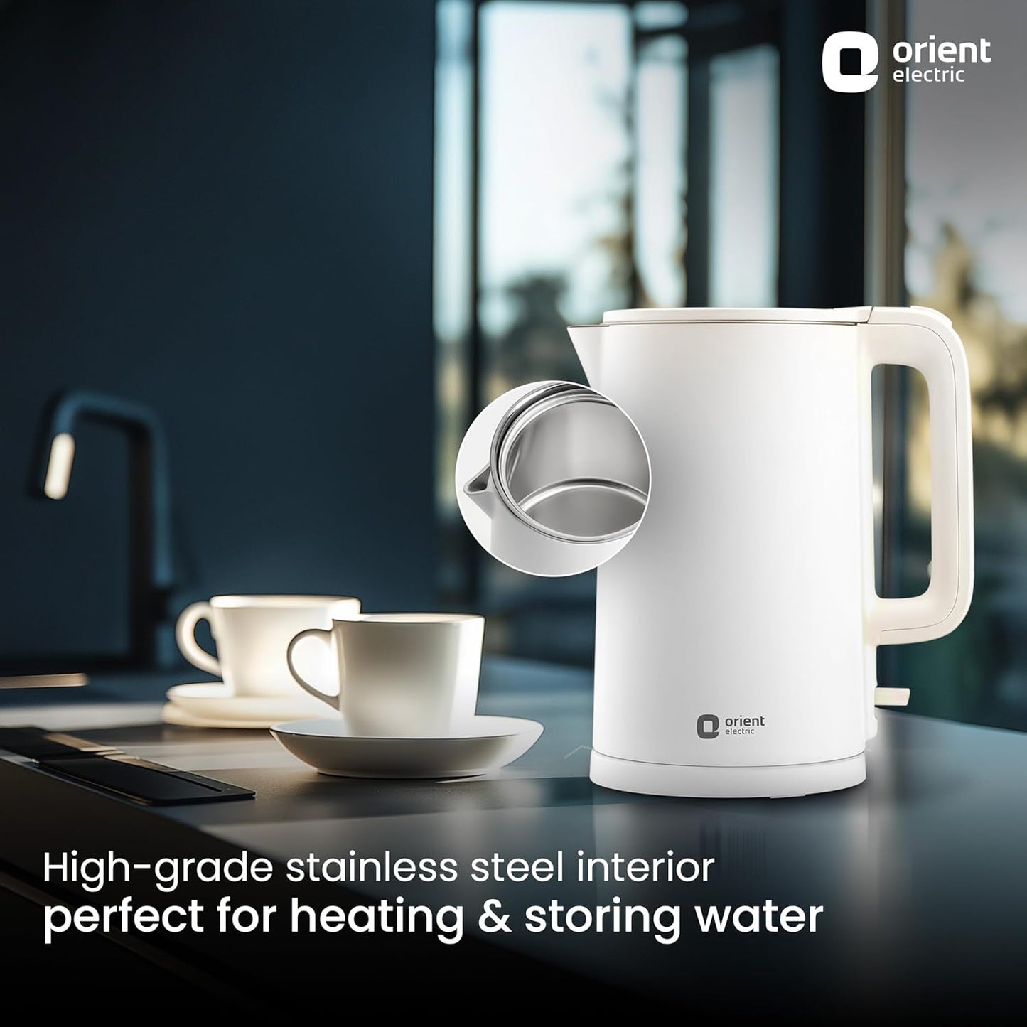 Orient Electric EKDH15BP Durahot Cool Touch Electric Kettle,1.5L, Stainless Steel (Black) 1.0 Piece