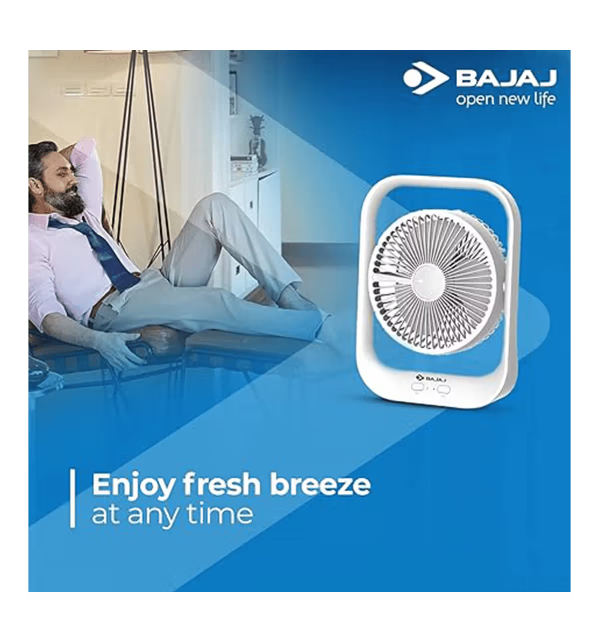 BAJAJ PYGMY TABLE FAN WITH USB CHARGING AND LED LIGHT 2100 RPM HIGH SPEED (WHITE) 1.00 UNIT
