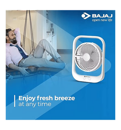 BAJAJ PYGMY TABLE FAN WITH USB CHARGING AND LED LIGHT 2100 RPM HIGH SPEED (WHITE) 1.00 UNIT