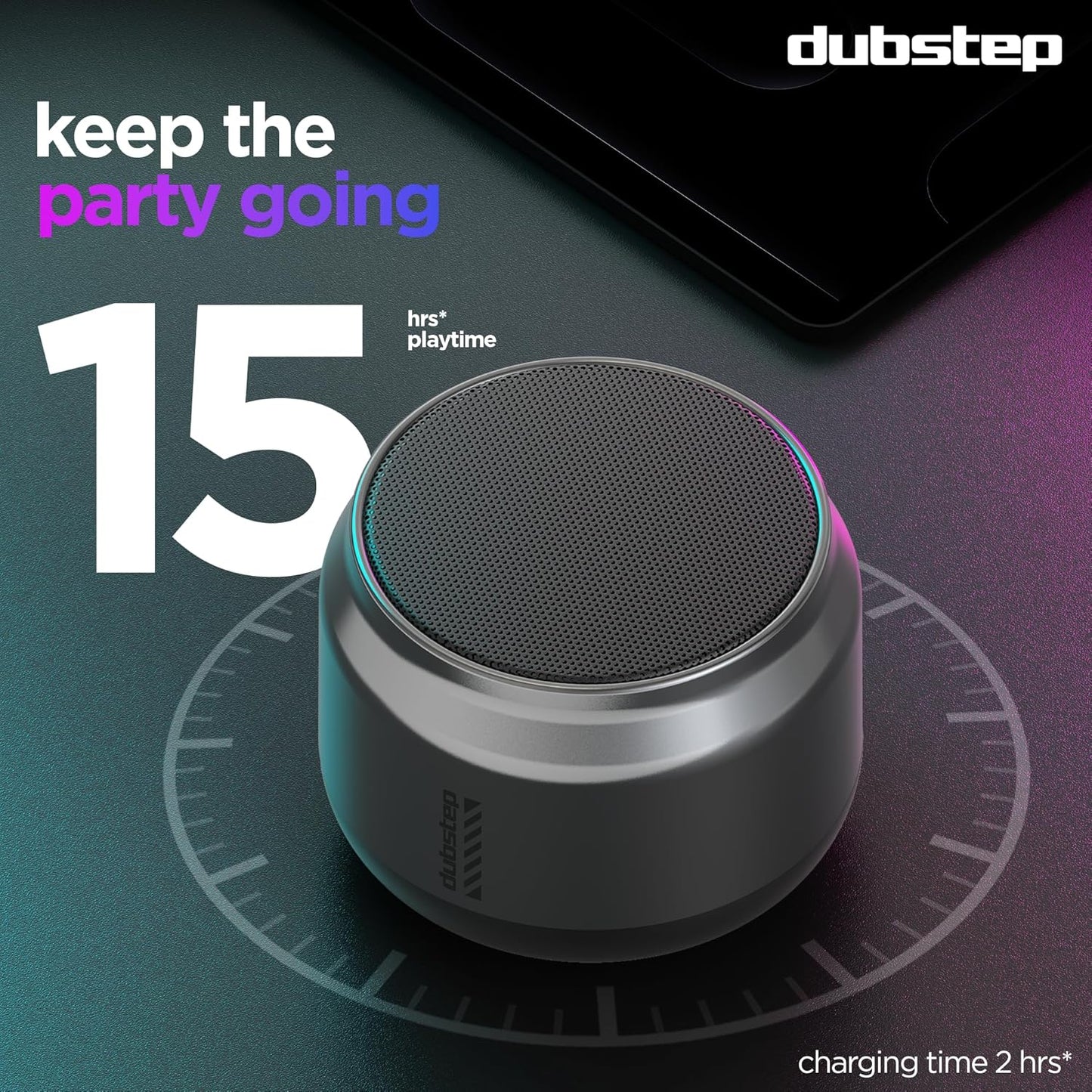 Dubstep Pop 600 (6W, 15 Hrs Playtime), Wireless Bluetooth Speaker with Mic v5.3, TWS Function (Grey) 1.0 unit