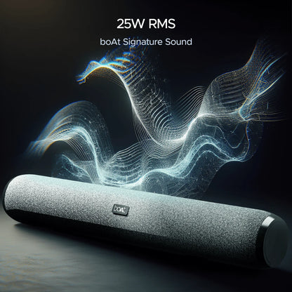 boAt Aavante Bar 590 with 25W RMS Stereo Sound,Up to 6 HRS Playback, Wireless Soundbar (Pebble Black) 1.0 pack