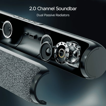 boAt Aavante Bar 590 with 25W RMS Stereo Sound,Up to 6 HRS Playback, Wireless Soundbar (Pebble Black) 1.0 pack
