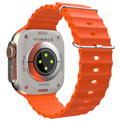 Hammer Ultra Classic Smart Watch, 2.01 inches HD Display, 5 Days Battery Life, Water Resistant, Bluetooth Calling (Black & Orange) 1.0 unit