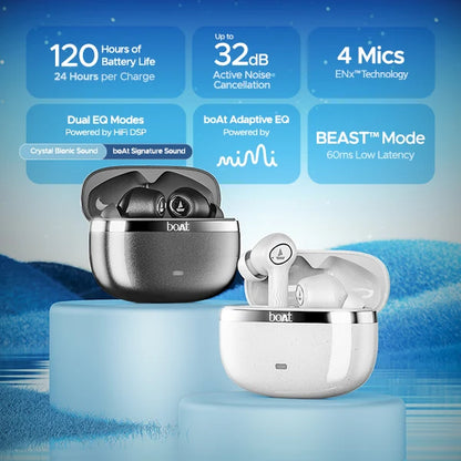 boAt Nirvana Ion ANC TWS ANC TWS Earbuds with Up to 32 dB ANC and Crystal Bionic Sound Powered by HiFi-Crystal (Crystal Black) 1.0 pack