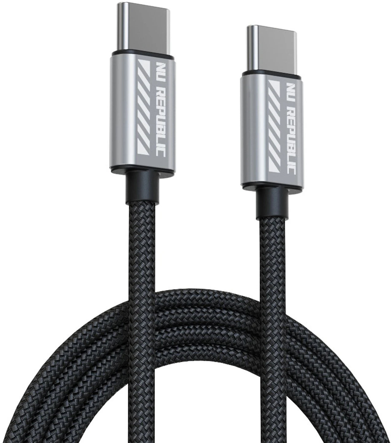 Nu Republic Blaze Flash Fast Charging 1.25 m Type C To Type CCharging Cable, 65 Watts 480 Mbps (Grey) 1.0 unit