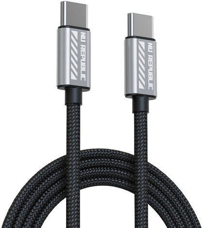 Nu Republic Blaze Flash Fast Charging 1.25 m Type C To Type CCharging Cable, 65 Watts 480 Mbps (Grey) 1.0 unit