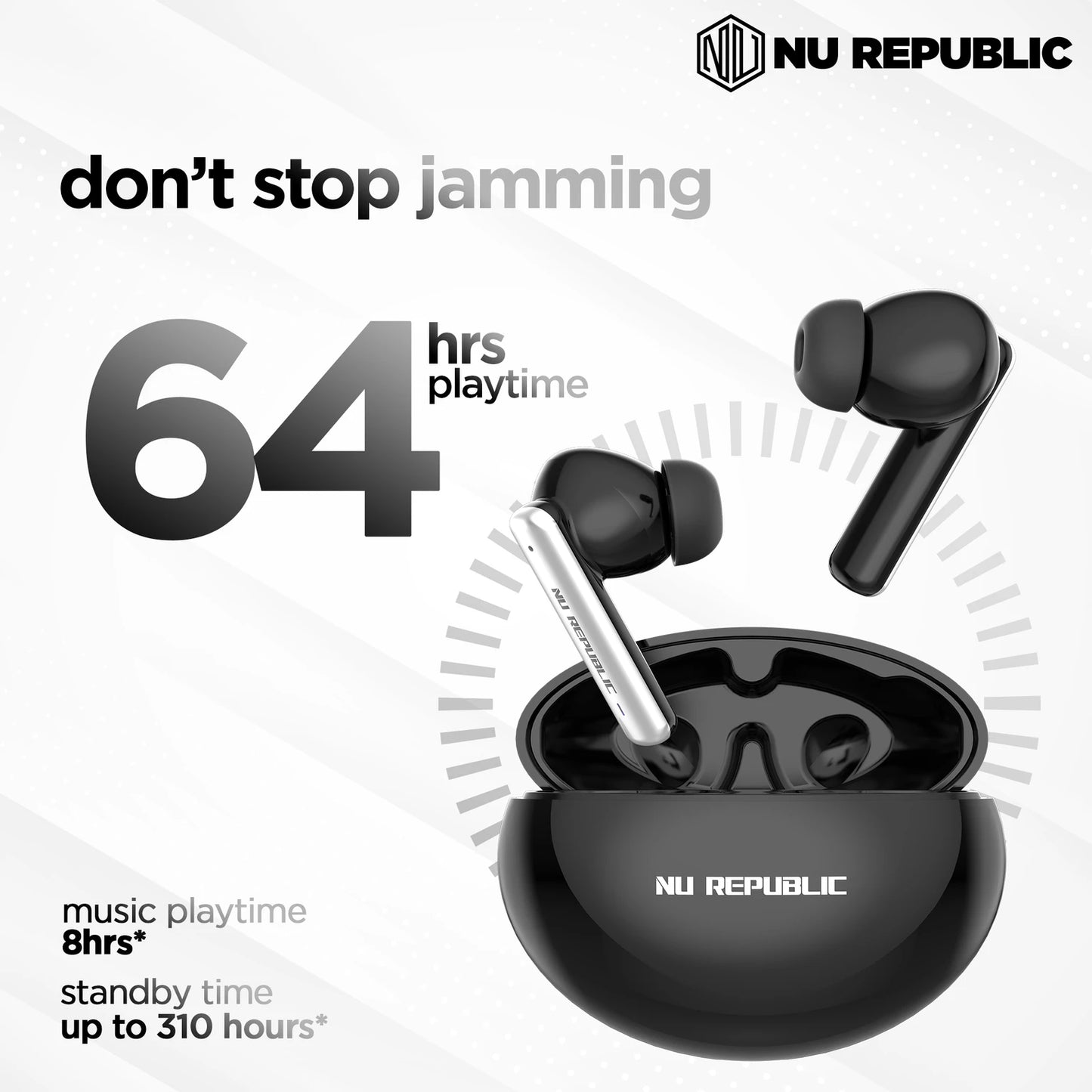 Nu Republic Epic ANC In Ear Truly Wireless Earbuds With Mic, 64 hours Playtime, ANC, Bluetooth V5.3 (Green) 1.0 pack