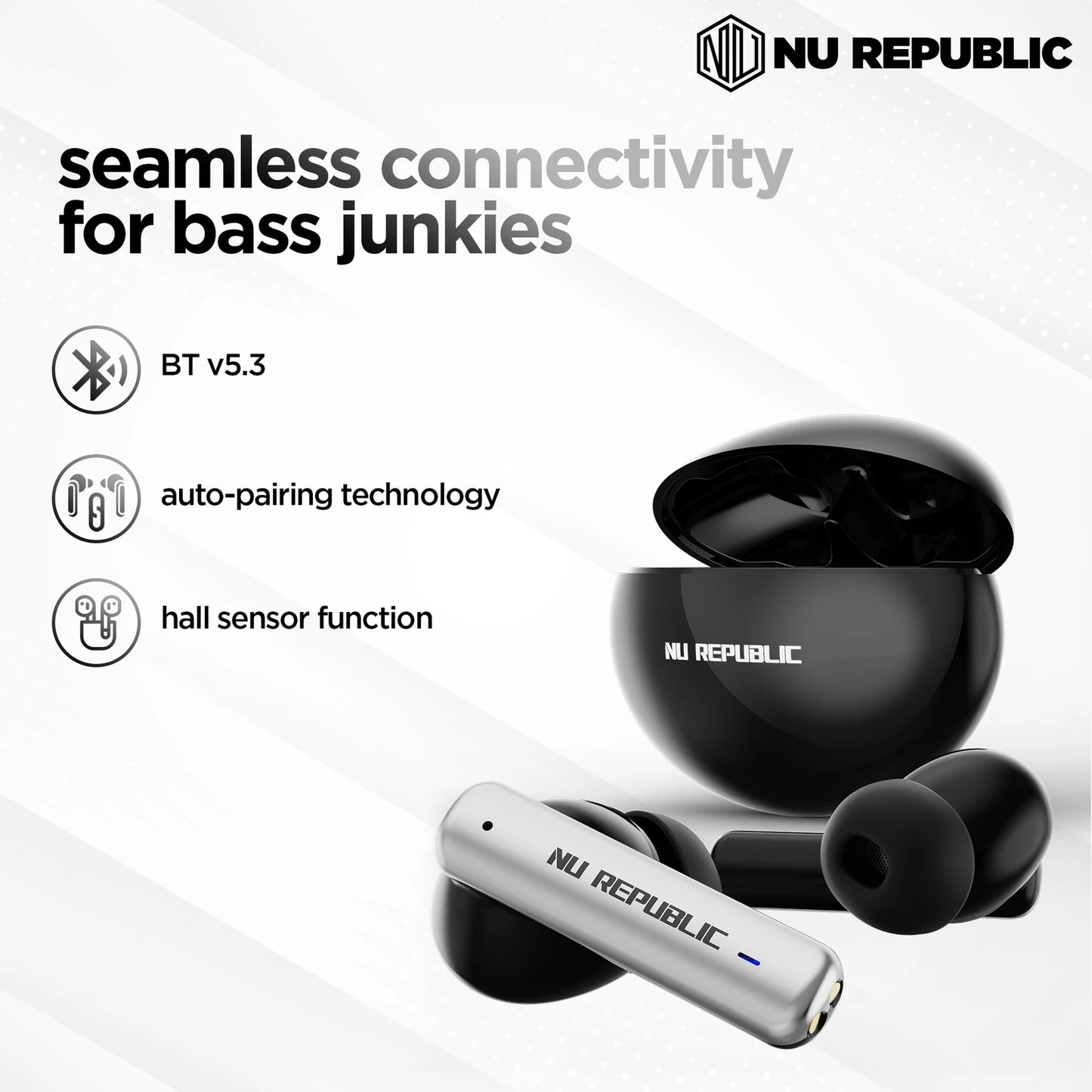 Nu Republic Epic ANC In Ear Truly Wireless Earbuds With Mic, 64 hours Playtime, ANC, Bluetooth V5.3 (Green) 1.0 pack
