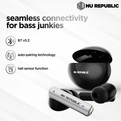 Nu Republic Epic ANC In Ear Truly Wireless Earbuds With Mic, 64 hours Playtime, ANC, Bluetooth V5.3 (Green) 1.0 pack