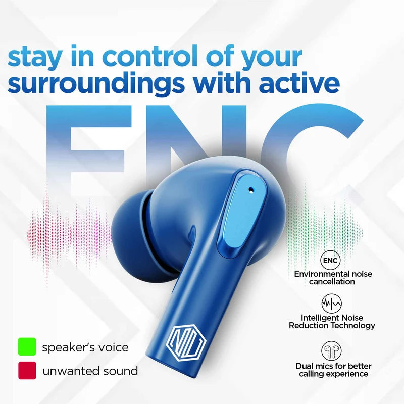 Nu Republic Epic X3 In-Ear Truly Wireless Earbuds With Mic, 48 Hours Playtime, ENC, IPX4, Bluetooth v5.3 (Blue) 1.0 unit