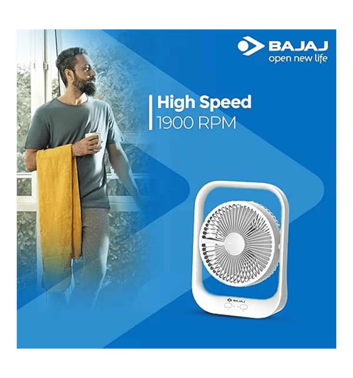 BAJAJ PYGMY TABLE FAN WITH USB CHARGING AND LED LIGHT 2100 RPM HIGH SPEED (WHITE) 1.00 UNIT