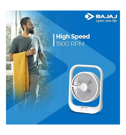 BAJAJ PYGMY TABLE FAN WITH USB CHARGING AND LED LIGHT 2100 RPM HIGH SPEED (WHITE) 1.00 UNIT